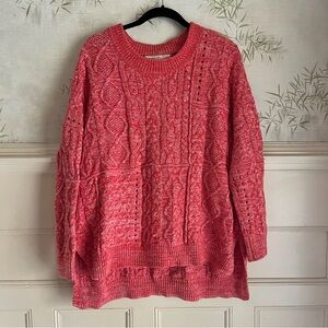 Anthropologie Pilcro chunky oversized pink cable knit sweater